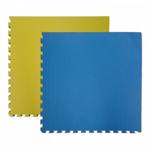 Στρώμα Τατάμι Παζλ Αφρολέξ JY 100x100x2,5cm - Κυματιστό Μοτίβο - Μπλε / Κίτρινο