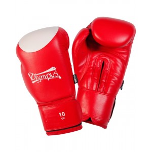 Πυγμαχικά γάντια Olympus - Αγωνιστικά Δερμάτινα 10oz - Κόκκινο / Άσπρο