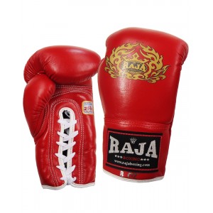 Πυγμαχικά Γάντια RAJA Γνήσιο Δέρμα - RBGV-1 με Κορδόνι COMPETITION - Κόκκινο