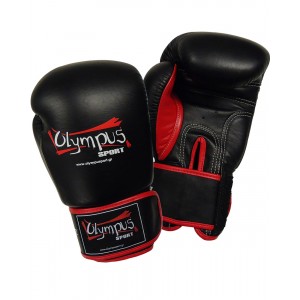 Πυγμαχικά Γάντια Olympus by RAJA Γνήσιο Δέρμα Δίχρωμο - Μαύρο / Κόκκινο
