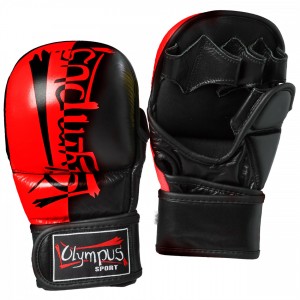 MMA Γάντια Olympus Δίχρωμα Προστασία Αντίχειρα PU - Κόκκινο / Μαύρο