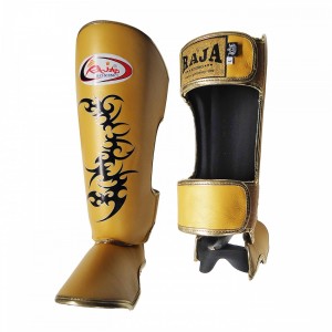 Shin Instep Guard Raja Leather TATTOO - Χρυσό