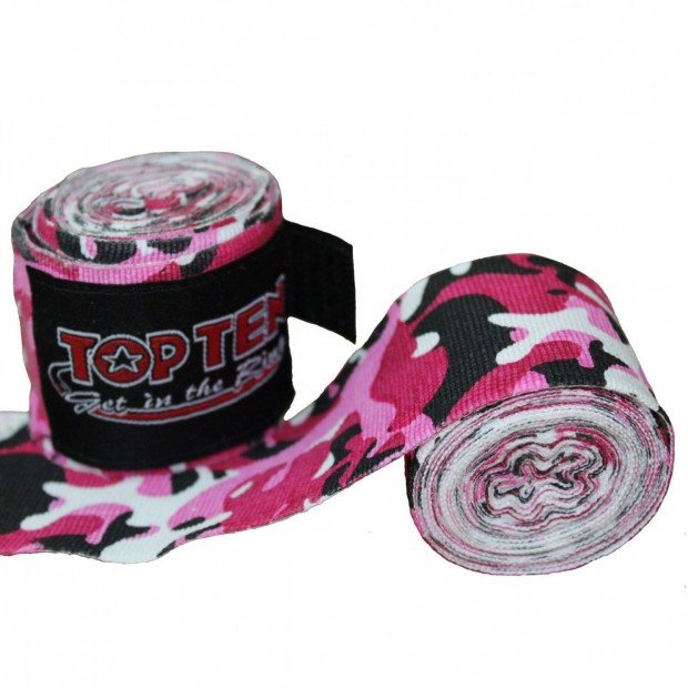 Μπαντάζ TOP TEN Ελαστικά BOXING BANDAGES Μπλε/Άσπρο Παραλλαγής - Ροζ / Άσπρο