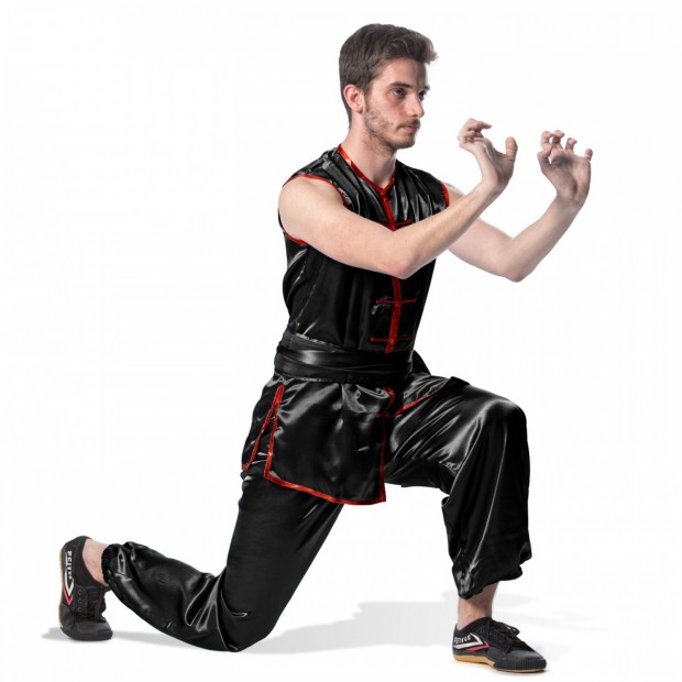 Wu-Shu Στολή Nan Quan Style Αμάνικη  - Μαύρο / Κόκκινο
