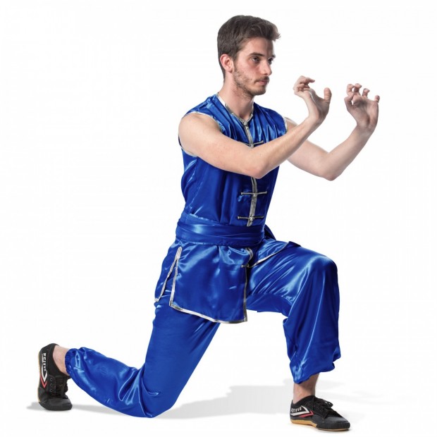 Wu-Shu Στολή Nan Quan Style Αμάνικη  - Μπλε / Γκρι (Ασημί)