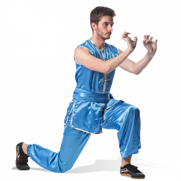 Wu-Shu Στολή Nan Quan Style Αμάνικη  - Γαλάζιο / Ασημί
