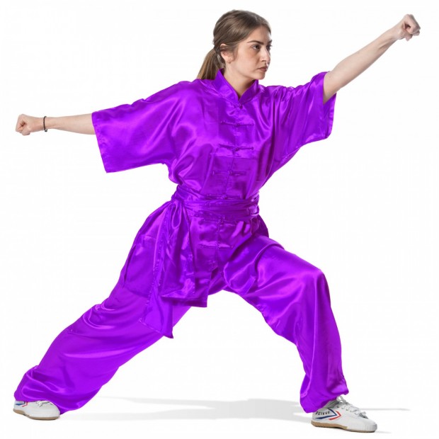 Wu-Shu Στολή Tai Chi Style Κοντό Μανίκι  - Μωβ