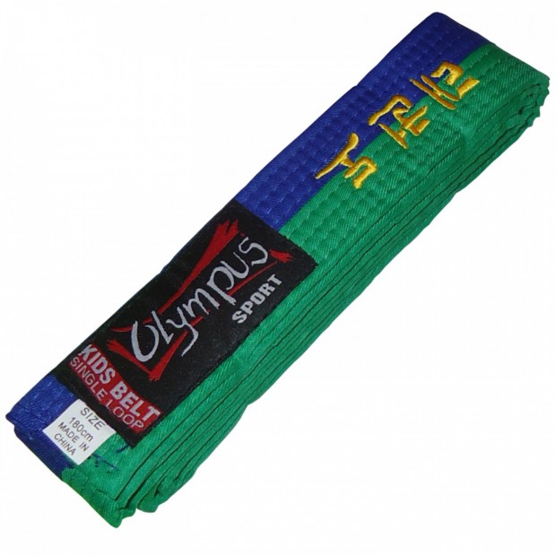Ζώνη Olympus Kids TKD Μίας Περιστροφής Δίχρωμη - Πράσινο / Μπλε