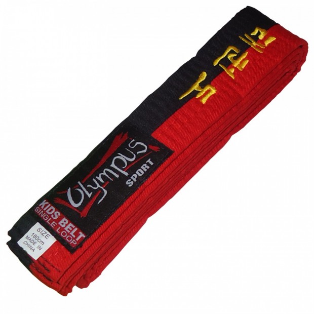 Ζώνη Olympus Kids TKD Μίας Περιστροφής Δίχρωμη - Κόκκινο / Μαύρο