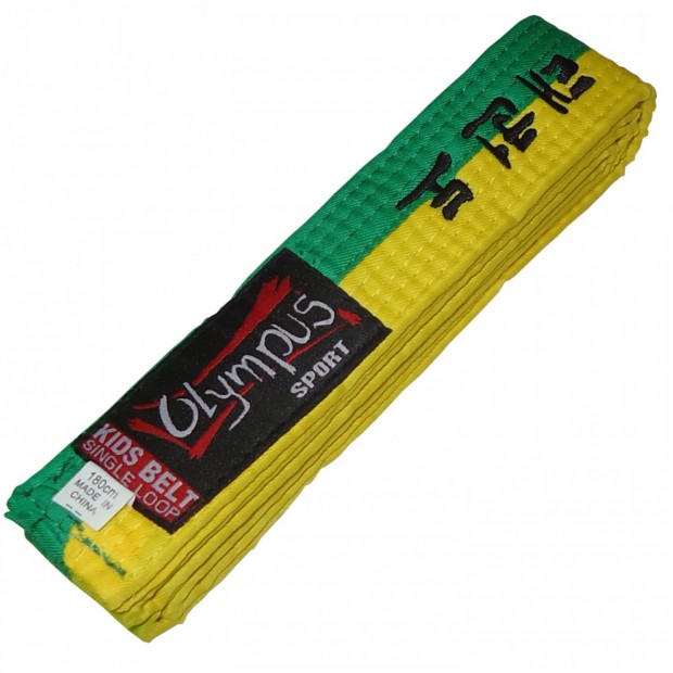 Ζώνη Olympus Kids TKD Μίας Περιστροφής Δίχρωμη - Κίτρινο / Πράσινο