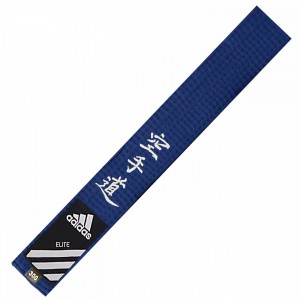 Ζώνη Adidas Elite με κεντητά γράμματα Karate στα Ιαπωνικά - Μπλε