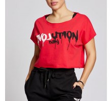 Short-sleeved blouse crop top Evolution Body Coral 2591CORAL