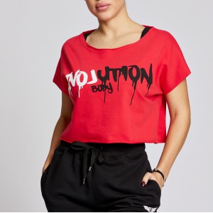 Short-sleeved blouse crop top Evolution Body Coral 2591CORAL