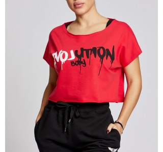 Κοντομάνικη μπλούζα crop top Evolution Body Κοράλ 2591CORAL
