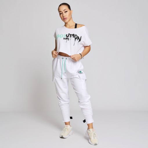 Short-sleeved blouse crop top Evolution Body White 2591WHITE