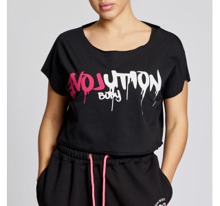 Κοντομάνικη μπλούζα crop top Evolution Body Μαύρη 2591BLACK