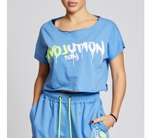 Κοντομάνικη μπλούζα crop top Evolution Body Μπλε 2591BLUE