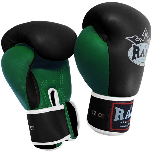 Boxing Gloves RAJA Genuine Leather RBGV-1 Double Color - Black/Green