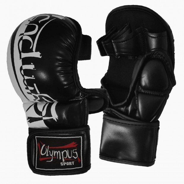MMA Γάντια Olympus DOUBLE 7 Προστασία Αντίχειρα PU - Άσπρο / Μαύρο