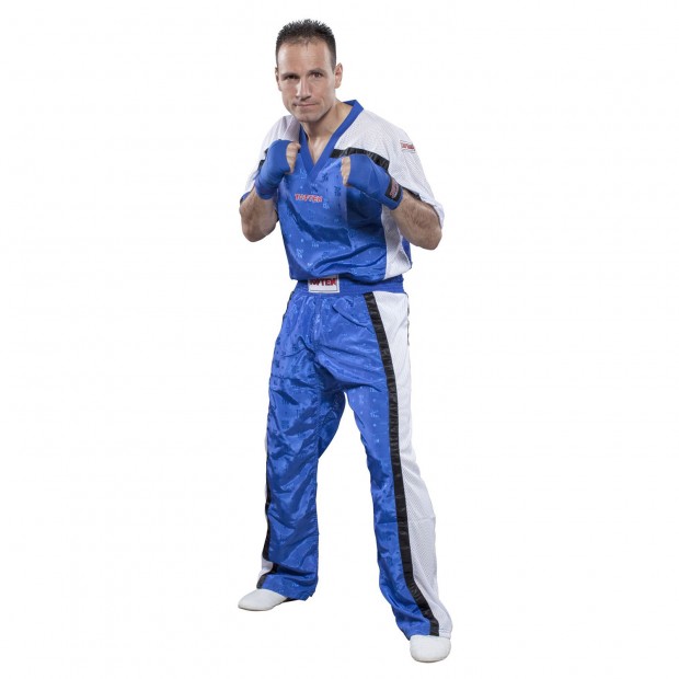 Παντελόνι Kickboxing TOP TEN MESH με Ρίγα - Μαύρο / Άσπρο