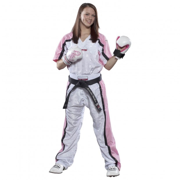 Παντελόνι Kickboxing TOP TEN MESH με Ρίγα - Άσπρο / Χρυσαφί