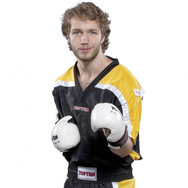 Μπλουζάκι Kickboxing TOP TEN V-Λαιμοκόψη Διχτυωτό  - Μπλε / Άσπρο