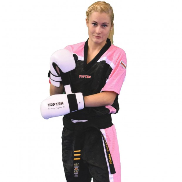 Μπλουζάκι Kickboxing TOP TEN V-Λαιμοκόψη Διχτυωτό  - Μαύρο / Χρυσαφί