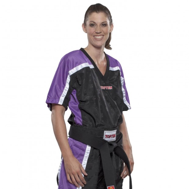 Μπλουζάκι Kickboxing TOP TEN V-Λαιμοκόψη Διχτυωτό  - Μαύρο / Κίτρινο