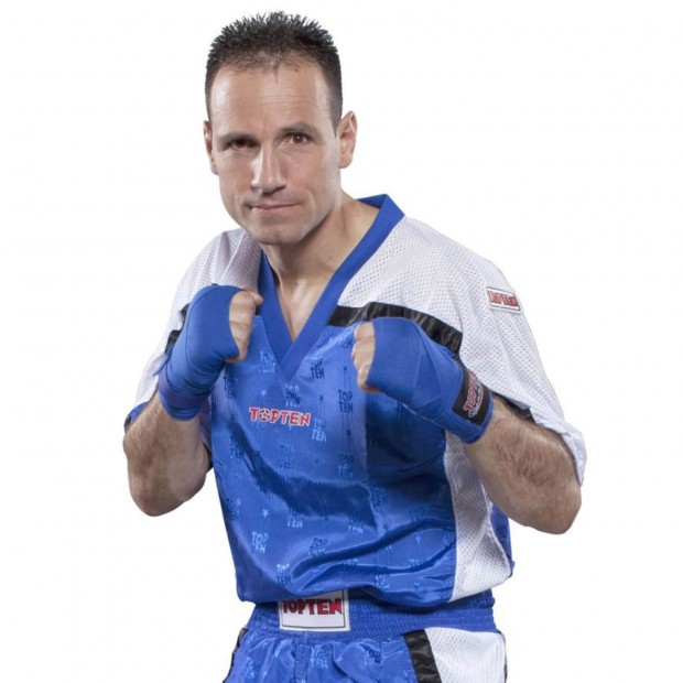 Μπλουζάκι Kickboxing TOP TEN V-Λαιμοκόψη Διχτυωτό  - Μαύρο / Κίτρινο