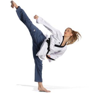 Taekwondo Στολή adidas POOMSAE Για Γυναίκες – Άσπρο/Ανοιχτό Μπλε - ADITPAF01