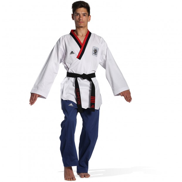 Taekwondo Στολή adidas POOMSAE Για Αγόρια – Άσπρο/Μπλε - ADITPYM01