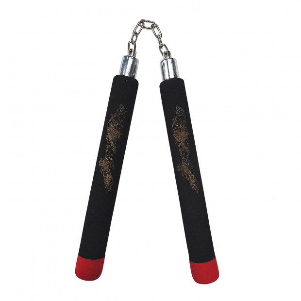 Nunchaku Αλυσίδα Αφρολέξ - Δράκος Μαύρο με Κόκκινες Άκρες