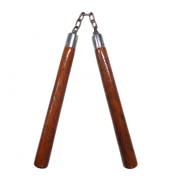Nunchaku - Ξύλινος Σκαλιστός Δράκος