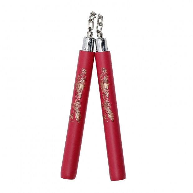 Nunchaku Αλυσίδα Αφρολέξ - Χρυσός Δράκος Κόκκινη Χειρολαβή
