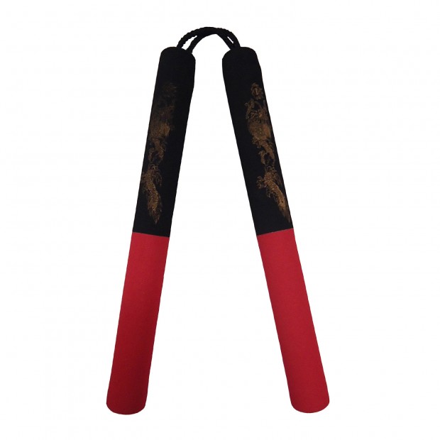 Nunchaku Σχοινί Αφρολέξ - Χρυσός Δράκος Μαύρη/Κόκκινη Χειρολαβή